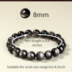 Handmade 8mm Beaded Bracelets For Men Protection Bracelet For Women Chakra Feng Shui Stretchy Handmade Lucky Money Stretchy Crystal Bracelets Best Gifts - color: Simulated Slivery Black Obsidian