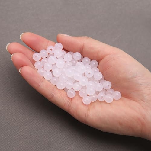 BONNY BOXX 1000PCs 6MM Jelly White Acrylic Round Beads, Smooth Transparent Acrylic Balls, Plastic Resin Gumball Bubblegum Chunky Beads for Necklace & Bracelet Making, Crafting Supplies - color: Jelly White, size: 6MM