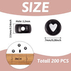 Cheriswelry 200pcs 7mm White Heart Acrylic Flat Round Beads Black Opaque Plastic Disc Coin Pony Loose Spacer Love Heart Beads for DIY Craft Earring Bracelet Necklace Keychains Jewelry Making - color: Black Heart Beads