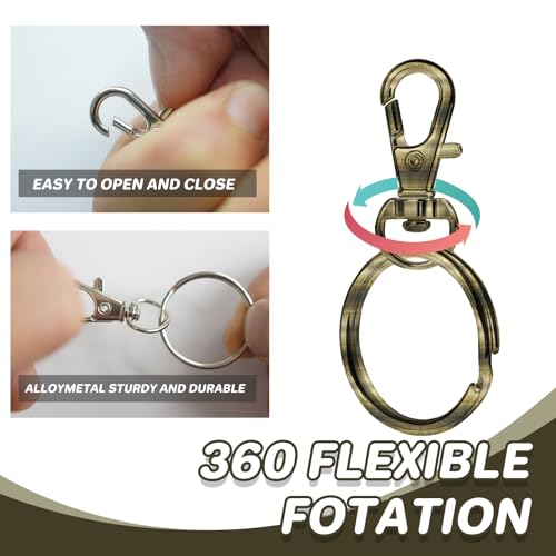 Keychain, 68PCS Swivel Snap Hooks with Key Rings, Metal Lobster Claw Clasp,34PCS Keychains Clips Hooks and 34PCS Key Chain Rings,Keychain Rings for DIY Crafts,Jewelry Making (Bronze) - color: bronze