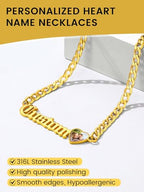 GoldChic JEWELRY Name Necklace Personalized for Men, Womens Custom Name Plate Chain, Stainless Steel Customized Old English Nameplate Choker with Curb Chains Custom, 16 inches to 30 inches - color: Photo & Cuban Chain 6 mm -Gold