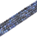 Natural Blue Dumortierite Gemstone 4mm Faceted Cube Square Loose Beads 16 Inch for DIY Jewelry Making Beads - color: Blue Dumortierite