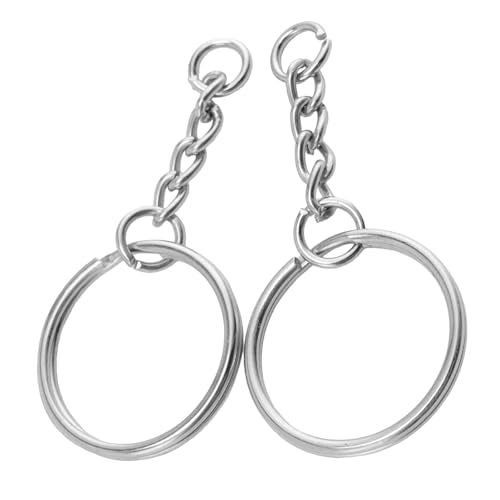 JEUIHAU 400 PCS Split Key Rings with Chains,1 Inch (25mm) Silver Keychain Ring with Open Jump Rings