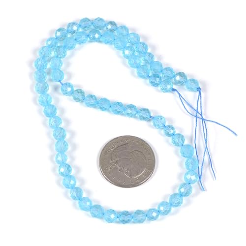 6mm Blue Topaz Faceted Gemstone Round Loose Beads Strand 15.5-16" DIY Jewelry Making - color: Blue Topaz