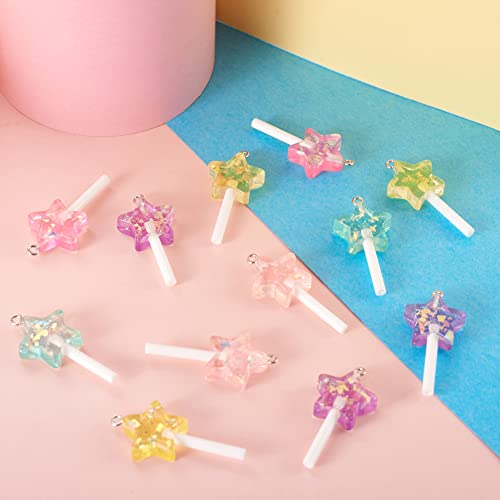 Cheriswelry Cup Cake Resin Pendants Lovely Food Sweet Dessert Dangle Charms Links Hanging Ornament with Metal Loop Fruit Pendants for Key Chains Bracelet Necklace Jewelry Making - color: Mixed Color-Lillipop