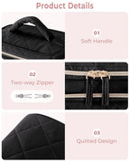 Jewelry Travel Case with 2 Clear Pouches, 2-Layer Jewelry Organizer Storage Bag for Necklaces, Earrings, Rings, Bracelets, Black(Empty Bag) - color: Black