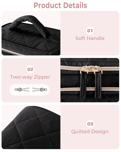 Jewelry Travel Case with 2 Clear Pouches, 2-Layer Jewelry Organizer Storage Bag for Necklaces, Earrings, Rings, Bracelets, Black(Empty Bag) - color: Black