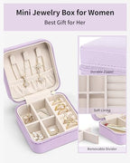 VLANDO Small Travel Jewelry Box Organizer - Girls Women Gift Rings Earrings Necklaces Jewelry Storage Display Case Purple - color: F.Purple