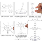 2 Pack Keychain Display Stand Rotating Jewelry 2 Tier Necklace Holder Plastic Spinning Bracelet Hanging Organizer Rotating Rack Earring Bracelet Stands for Vendors Malls Counter Dressing Table - color: Clear