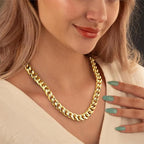 WomenGifts Cuban Link Chain Necklace for Women, Waterproof 14k Gold Silver Plated Chain Choker, Non Tarnish Stainless Steel Jewelry, 3.5/5/6/8/11mm,14/16/18 Inch Thin&Chunky&Thick - color: Gold, style: 11MM-18"