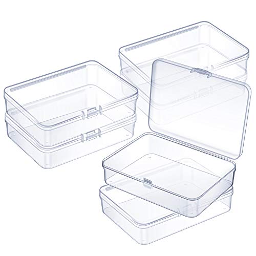 Jetec 6 Pieces Mini Plastic Clear Beads Storage Containers Box for Collecting Small Items, Beads, Jewelry, Business Cards, Game Pieces, Crafts (4.5 x 3.3 x 1.2 Inch) - size: 4.45 x 3.3 x 1.18 Inch