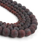 Stone Beads, 60pcs Matte Dark Red Garnet, 6mm Round Loose Beads for Jewelry Making, Bracelets, with Bag, String & Card - color: Matte Dark Red Garnet, size: 6mm