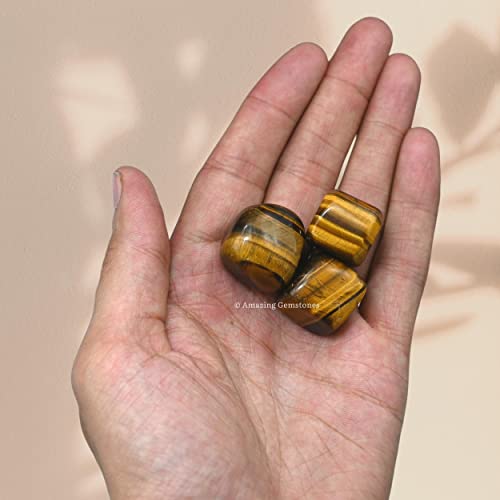 Amazing Gemstone Tiger Eye Crystal Tumbled Stones Polished Rocks - Natural Gem Stones for Healing - DIY Crystals for Protection (1 Piece) - color: Tiger Eye