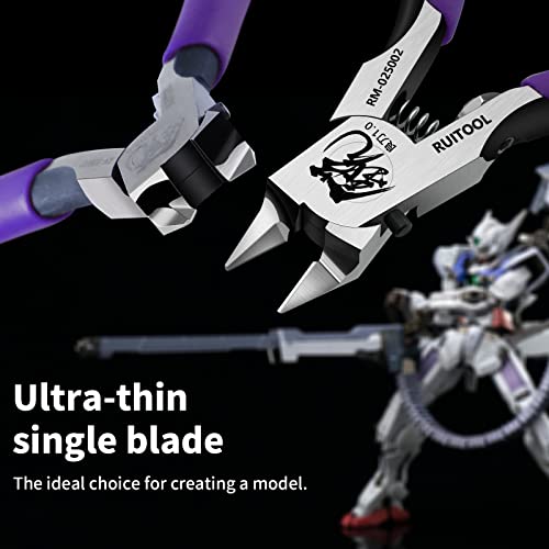 RUITOOL Model Nippers,Gundam Model Tools for Beginners to Repair and Fix Plastic Models, Ultra-thin Single-edged Non-slip Grip,4.7 Inch Sharp Cutters for Gunpla Model Building - color: Purple