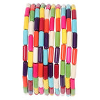 1 Box 192PCS 4x13MM Natural Tube Stone Beads Strands with Hole Synthetic Turquoise Column Cylinder Gemstone Loose Spacer Bead Bulk for Jewellery Making Bracelets Necklace DIY Crafts Supply - color: Mixed Color
