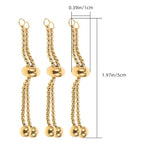 Tofficu Adjustable Slider Bracelet Extension Chains with Ball Ends 2 Inch Gold Plated Stainless Steel Push and Pull Clasp for DIY Jewelry Making and Custom Fit