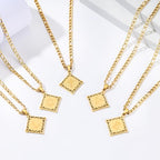 LETFLY Initial Necklaces for Women Men, 18K Gold Plated Letter Cross Pendant Necklace Alphabets A-Z Figaro Chain Jewelry Gifts - color: Rhombic, style: Letter N