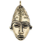 TheBeadChest Elongated African Brass Mask Pendant (50x90mm): Genuine West African Mask Design for DIY Jewelry & Necklaces - color: Brass, size: Large Elongated (50x90mm)