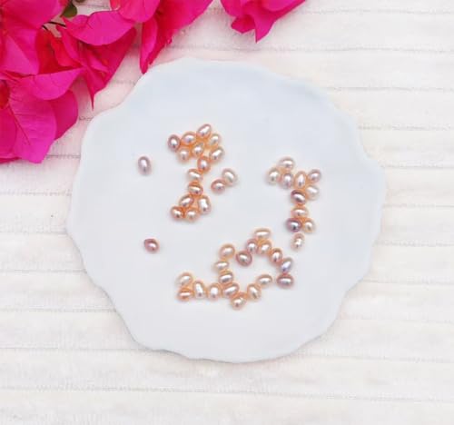 50 Pcs Real Pearls for Jewelry Making AAA 7-8 mm Non-Porous Natural Pearls Beads Oval Bead Loose Gemstone Bead Crafts Gift for Mother's Day.,DIY Gifts. - color: 7-8 mm no holes.
