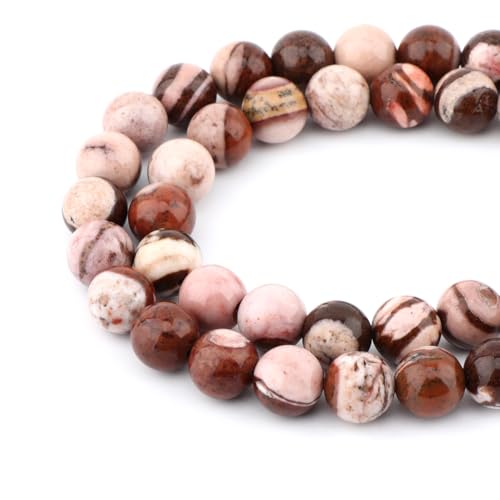 Bymitel 90 pcs Natural Genuine Real Round Loose Stone Beads Gemstone Spacers for Charm DIY Jewelry Making 15.5" per Strand 4mm (Brown Zebra, 4mm) - color: Brown Zebra, size: 4mm