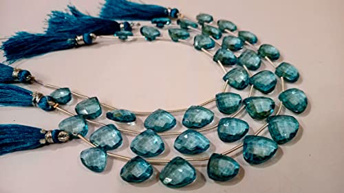 Natural London Blue Topaz Heart Shape Faceted 13-15 mm Graduated Gemstone Beads