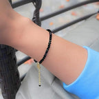 Faceted Bracelet for Women, Certified 925 Sterling Silver with 18K Gold Vermeil Healing Crystal Bracelets for Women - Crystals and Healing Stone Bracelet Women Jewelry for Gift - color: Black Onyx