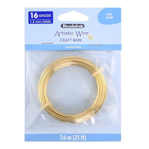 Artistic Wire | 16 Gauge Gold Silver-Plated Copper Wire | Tarnish Resistant Bendable Craft for Jewelry Making & DIY Projects | 25 ft Coil - color: Gold, size: 16 Gauge / 25 ft