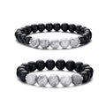 RANKEEF Tiger Eye Bracelet For Men 8MM Natural Stone Stretch Adjustable Black Crystal Beaded Bracelet for Men Women Gifts - color: 2,gray,black