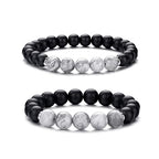 RANKEEF Tiger Eye Bracelet For Men 8MM Natural Stone Stretch Adjustable Black Crystal Beaded Bracelet for Men Women Gifts - color: 2,gray,black