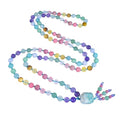108 Mala Beads Genuine Semi-Precious Gemstone Hand Knotted 8MM Prayer Beads Long Multicolor Necklace 40 Inches - style: dreamy