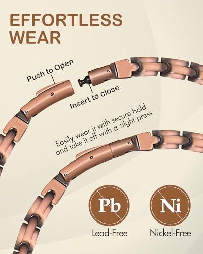 Feraco Copper Necklace for Men Women, 99.99% Pure Copper Magnetic Chains with 3500 Gauss Ultra Strength Neodymium Magnets, Adjustable Jewelry Gift with Sizing Tool - style: Smooth Wave
