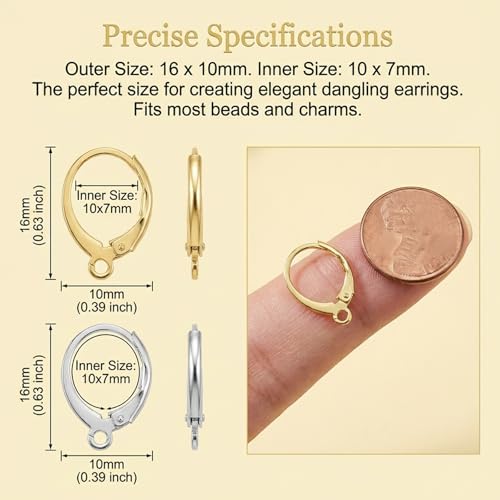 50PCS Leverback Earring Hooks, Stainless Steel Open Loop Leverback Hoops, Leverbacks French Earring Hooks for Making Dangle Earrings, Smooth to Open & Close (Silver and Gold) - color: Silver+gold