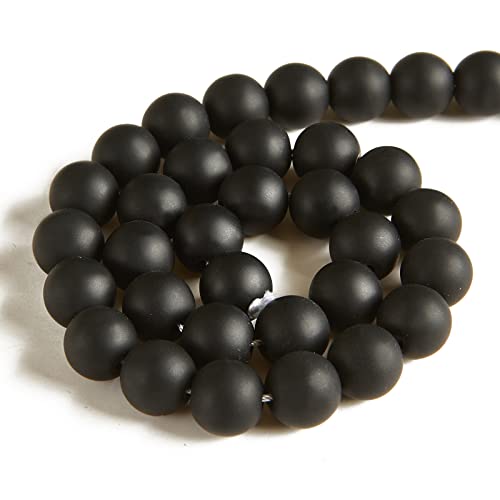 60pcs 6mm Matte Black Beads Natural Gemstone Beads Round Loose Beads for Jewelry Making - color: Matte Black, size: 6mm