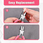2 Pcs Jewelry Making Tools, Soft Jaw Plier with 6 in 1 Bail Making Plier 3mm to 10mm, Flat Nose Pliers with 2 Replacement Tips Wire Looping and Bending Pliers for Wire Wrapping Straightening - style: Soft Jaw Plier & Bail Making Plier