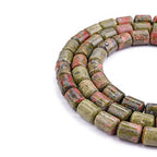 BEADIA Natural Unakite Cylinder Stone Loose Semi Gemstone Beads for Jewelry Making 10mmx14mm 38cm - color: Unakite, size: 10mm x 14mm