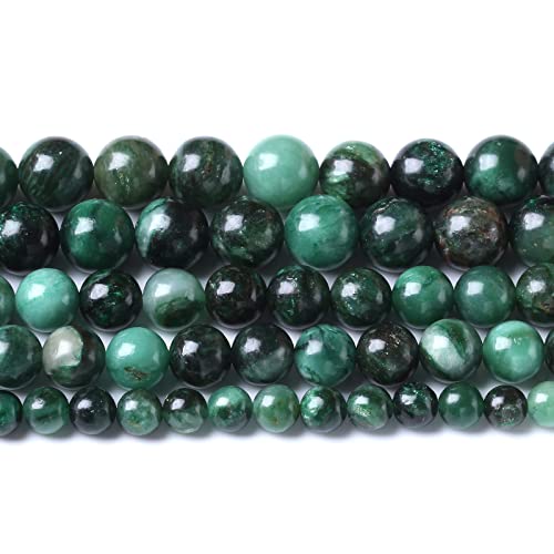 8mm 45pcs Natural Green Emerald Stone Beads Round Loose Beads AAA Energy Healing Power Stone Beads for Jewelry Making DIY Bracelet Necklace 15" (Green Emerald Stone, 8mm) - color: Green Emerald Stone, size: 8mm