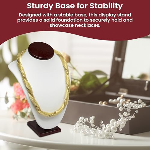 Novel Box Cherrywood/White Stand Jewelry Necklace Display 5.5x3x7.5 Inches - Freestanding Travel Necklace Holder Stand - Necklace Mannequin Organizer Stands - Necklace Displays Small - color: Rosewood/White, size: Small