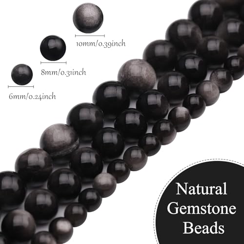 Natural Stone Beads Obsidian 8mm Polished Round Smooth Gemstone Beads for Jewelry Making Supplies 15 Inch(45Beads) - color: Obsidian 8mm-45pcs