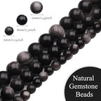 Natural Stone Beads Obsidian 8mm Polished Round Smooth Gemstone Beads for Jewelry Making Supplies 15 Inch(45Beads) - color: Obsidian 8mm-45pcs