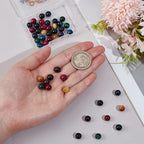 40PCS 8MM Tiger Eye Gemstone Beads with Hole Natural Round Stone Energy Pink Blue Green Smooth Polished Loose Spacer Bead Bulk for Jewelry Making Earrings Bracelets Necklaces DIY Crafts - size: 8mm 40pcs