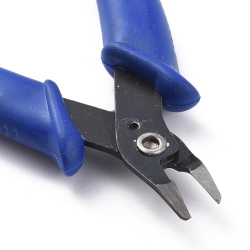 1Pc Carbon Steel Jewelry Pliers, Dark Blue and Gunmetal Flush Cutter Plier, Polishing Wire Cutter Plier, Craft Small Jewelry Making Tools for Crafters Mechanical Work Electricians, 4.96inch