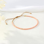 KELITCH Adjustable turquoise bead bracelet single color knitting friendship bracelet fashion jewelry daily wear gift (28 color selection) - color: Pink 04G