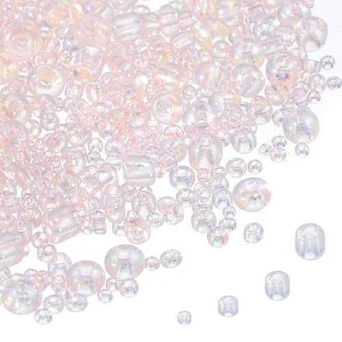 MECCANIXITY 15/0 11/0 8/0 6/0 Glass Seed Beads 1.5mm/2mm/3mm/4mm Loose Seed Beads for Jewelry Earring Bracelet Craft Making, 5888PCS, Korean Pink - color: Korean Pink