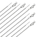 10 Pack Stainless Steel Dainty Box Chain Bulk 20Inch 1.1mm Adjustable Charm Necklace Chains With Rubber Stopper for Jewelry Making - color: Silver Box