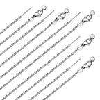 10 Pack Stainless Steel Dainty Box Chain Bulk 20Inch 1.1mm Adjustable Charm Necklace Chains With Rubber Stopper for Jewelry Making - color: Silver Box