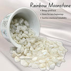 Rainbow Moonstone Pre Drilled Crystal Crushed Chips Beads for Bracelets Making, DIY Handmade Natural Healing Crystals (25 Inch Strand) - color: Rainbow Moonstone