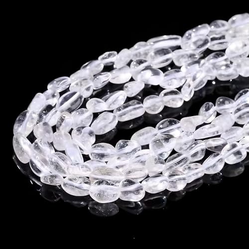 HAAMIIQII Natural Clear Quartz White Crystal Pebble Stone 5-8mm Small Irregular Freeform Tumbled Loose Gemstone Beads for Jewelry Making Strand 15 Inch (45-50pcs) - color: Clear Crystal Quartz