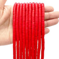 QiQnHngD 10 Strands Red Clay Beads for Friendship Bracelets, Heishi Beads for Bracelet Stack, Flat Spacers for Jewelry Making (Red) - color: Red
