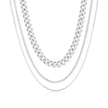3PCS Gold Necklaces for Women,Chunky Statement Gold Plated Necklace Stack Layered Sterling Silver Herringbone Chains for Women Dainty Trendy Silver Chains Stacked Jewelry Gifts - color: silver statement necklace set