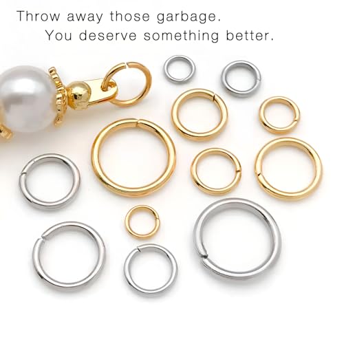 300PCs Stainless Steel Jump Rings for Jewelry Making, 4mm 5mm 6mm 7mm, Earring Bracelet Necklace Finding & Supplies (Stainless Steel) - color: White Gold